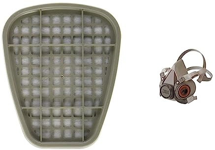 3M Gas- und Kombifilter 6057, ABE1 Filter gegen organische, anorganische und saure Gase und Dämpfe, (4x2 Stück) & XA007702658 6200M Mehrweg-Halbmaske, Größe M, Grau