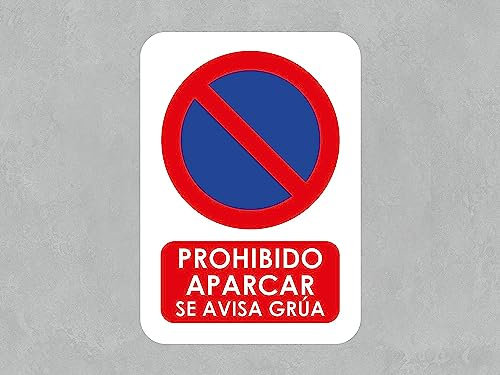 Oedim Pack de 5 Señaléticas Prohibido Aparcar Se Avisa Grúa, 14,85x21cm, Duradera y Económica, Fabricado PVC