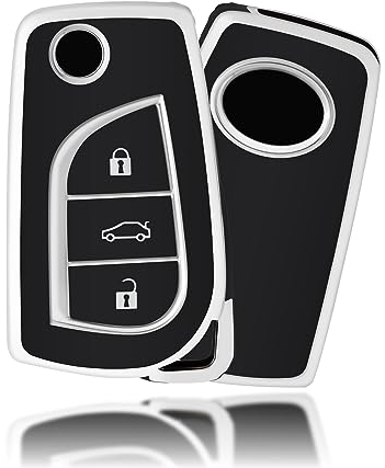 OFFCURVE Schlüsselhülle Autoschlüssel Hülle, Schlüsselcover Schlüsselgehäuse Schlüssel Schutzhülle Passt für Toyota RAV4 Scion TC IM Corolla Prius Yaris Aygo Auris Camry Avensis Peugeot 108 Citroen C1