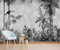 MWSSEGGE Papier Peint Panoramique Noir Et Blanc forêt Tropicale Girafe Affiche Photo Murale, Papier Peint Intissé, Pour Salon TV Fond Décoration Murale (350x254cm,C)