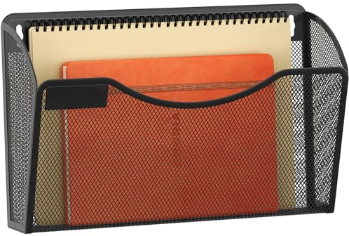 EasyPAG Metall Querformat A4 Zeitschriftenhalter Wand Zeitschriften Wandhalter Aktenablage Dokumentenhalter Hängend Magazin Organizer mit Tag-Platte,Schwarz