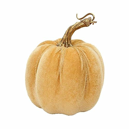 SHTGOI 5 Stück Samt-Kürbisse Künstliche Kürbisse 10cm Handgefertigt Kürbis Deko Simulation Stoff Kürbisse Halloween und Herbst Dekoration Kürbis für Halloween Thanksgiving Home Party Erdiges Gold