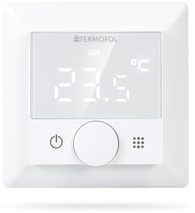 Termofol TF-H5 Thermostat Connecté pour Chauffage par Le Sol - Programmable Filaire avec Feuille Chauffante Electrique - Blanc