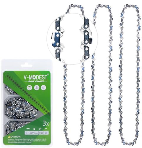V-MODEST Confezione da 3 catene per motosega per barra da 25,4 cm a basso contraccolpo, passo 3/8, calibro 127 cm, 40 maglie di trasmissione, adatte per RYOBI RY3714 RY40503, OREGON S52, CUB CADET