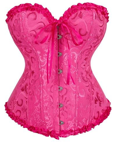 HUOQI Corsé para mujer, corsé para mujer, corsé de pecho completo, corpiño, camiseta interior 2023, corpiño de cintura estrecha, ropa moldeadora para fiestas, clubes, corsé para mujeres y niñas, Rosa