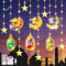 YeahBoom 114 LED Ramadan Licht Stern Mond Lichterketten,3m Sterne Mond und Öllampe Ramadan Deko Licht,Eid Mubarak Licht LED mit 8 Blinkenden Modi & Fernbedienung,Batterie & USB betriebene Lichterkette