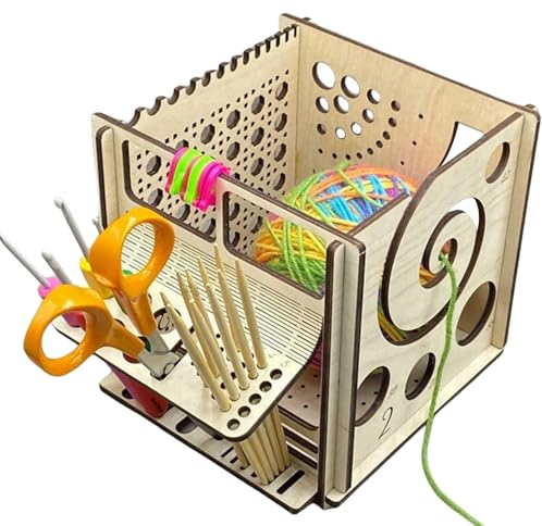 ZONEWD All-in- Wooden Yarn Bowl, Multifunctional Yarn Holder, Yarn Bowls For Crochet, Yarn Storage Box Crochet Knitting Accessories, For Knitters (Only Box)