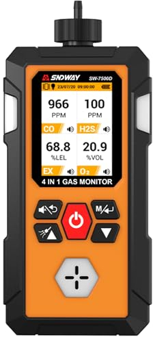 4-in-1 Gas-Leckdetektor (H2S, EX, O2, CO) mit eingebauter Pumpe, Pump-Saug-Sampling - Zuverlässiger Sicherheitsmonitor für Zuhause und Arbeitsplatz - Wiederaufladbar, Sofortige Warnmeldungen