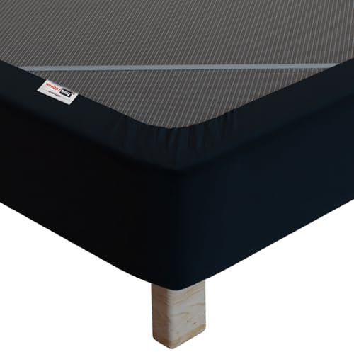Wrappybag Cache-Sommier 180 x 200 avec Élastiques – Rénovez et Modernisez Votre Ancien Sommier – Couleur Noir - 6 Tailles Disponibles