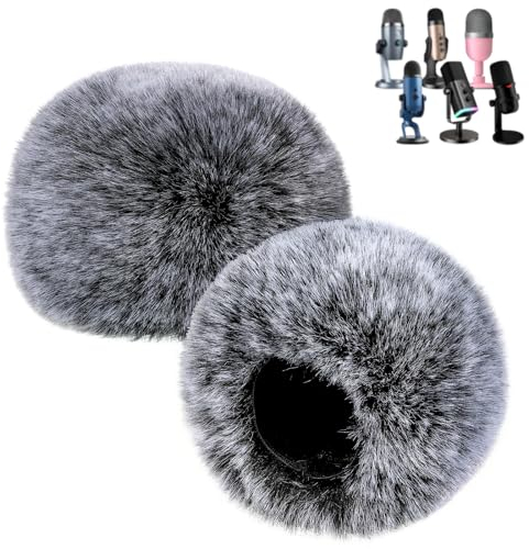 ZealSound Parabrezza peloso per microfono per Yeti, copertura in schiuma per microfono in pelliccia per zealsound K66/Yeti/Yeti X/Yeti Pro/AM8/per SoloCast (nero, 2 pezzi)