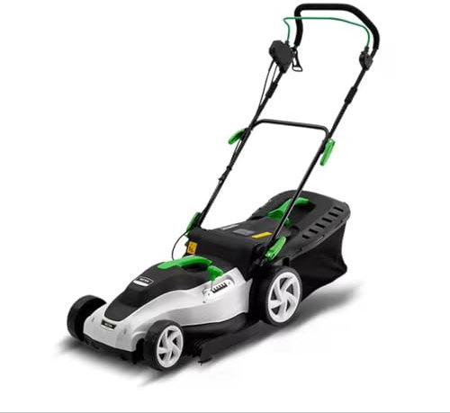 FfiMe Cortacésped eléctrico, 1800 W, Caja de césped Grande de 45 L, Ancho de Corte de 38 cm, 6 Alturas de Corte Ajustables (20-70 cm), Plegable para Almacenamiento, cortacésped inalámbrico
