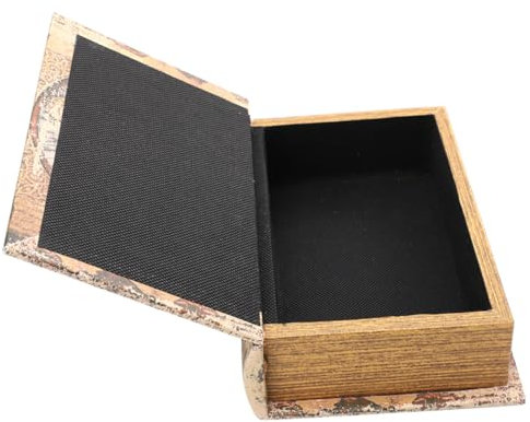 Zerodeko Vintage Buch Box Retro Buchförmige Aufbewahrungsbox für Schmuck und Kleine Gegenstände Dekorative Holzbox im Antiken Design für Wohnzimmer und Büro
