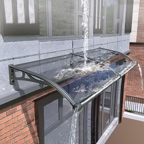 JSLXNDM Pavillion Grau Türmarkise mit seitenteil, Haustürvordach aus Aluminiumlegierung und Polycarbonat, 120x420cm, Modern, Schutz vor Regen, Schnee, Sonne und UV-Strahlen