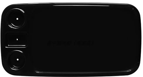 Tablero de Mesa Campismo Rectangular, Tablero de Mesa Camping de Material ABS, Tablero de Mesa Camper con Ranura para Tazas y Ranura para Almacenamiento Portátil Duradero(Black)