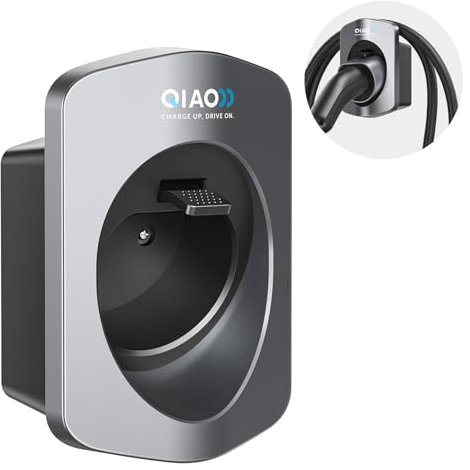QIAO)) Type 2 EV Charger Holder, Wall Mount EV Charging Cable Organiser for Electric Car with Type 2 IEC 62196-2 Plugs, Wall Box Charging Cable Tidy Management for Indoor Outdoor