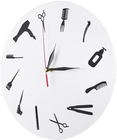 Cabilock Barber Shop Dekorative Wanduhr Acryl Haar Salon Wanduhr Stumm Mechanismus Uhr