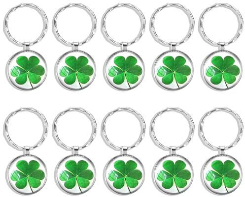 Lot de 10 Porte-clés Trèfle à Quatre Feuilles, Porte-clés Lucky | Pendentif Clé Trèfle Porte Bonheur pour Cadeaux D'anniversaire