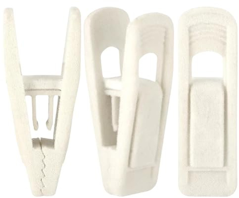 Panzy Home Velvet Hangers Clips, Black Pants Hangers Clips for Velvet Flocked Hangers Trousers & Skirts, Removable Clothes Clips (24, Cream)
