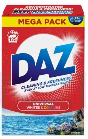 Daz Washing Powder 125 Washes – Family Pack Laundry Detergent for Brilliant Whites & Powerful Stain Removal – Long Lasting, Fresh Scent. 6.25kg