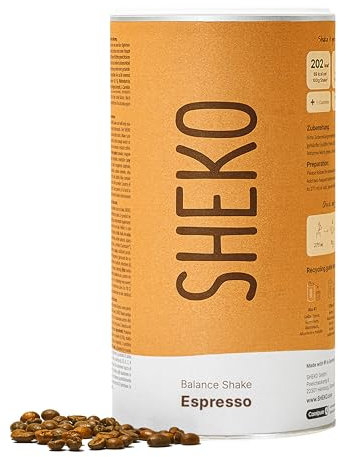 SHEKO - Shake repas à boire - Substitut de repas - Riche en protéines - Goût naturel - Shake minceur (378 g – 1 paquet, Espresso)