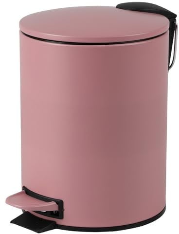 Urban Living 3 Liter Tret-Mülleimer Kosmetikeimer Tretmülleimer mit Absenkautomatik - herausnehmbarer Einsatz mit Henkel (Rosa)