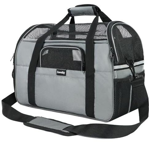 Zavothy Sac Transport Chat Chien, Sac Transport Respirant et Pliable, Caisse de Transport Chat avec Bandoulière Réglable, Matelas en Peluche Amovible (Rose, Medium)