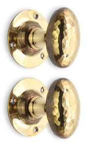 Infinity Decor Türknauf-Set, viktorianisches Messing, gehämmert, oval, 58 mm, viktorianische Knöpfe für Innen- und Außentüren, 1 Paar