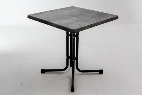 Gardissimo Boulevard Klapptisch Concrete 70 x 70 cm, Gartentisch, wetterfest, platzsparend klappbar, mit Niveauausgleich, anthrazit Schiefer-Optik