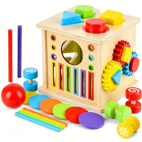 Montessori Spielzeug ab 1 Jahre, Montessori Holzspielzeug ab 2 Jahr Motorikspielzeug Farbe Sortierspiel, Sensorik Spielzeug Baby Formsortierer, Geschenk Geburtstag für 2 3 Jahre Mädchen Jungen