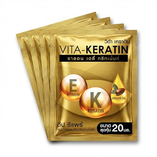 Vita Keratin Treatment Deep Repair 20 ml - Repair & Nourishing Hair Care - Keratin + Arganöl + Vitamin E - Einzeldosis Sachets - 5er Pack (100 ml)