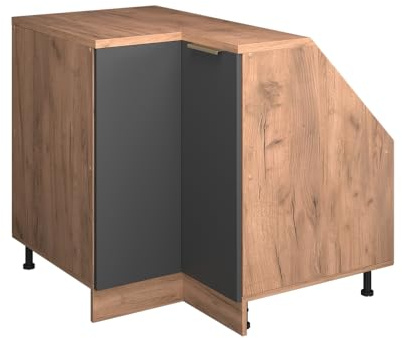 Vicco Eck-Küchenschrank für Dachschrägen R-Line, Anthrazit-Gold, 75.6 cm mit 1 Tür, Schrankkorpus 60 cm Tiefe, zur freien Kombination innerhalb modularer Küchensysteme