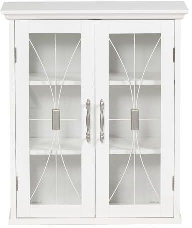 Teamson Home Delaney 20.5 x 24 2-Door Removable Wall Cabinet with Adjustable Shelves, White