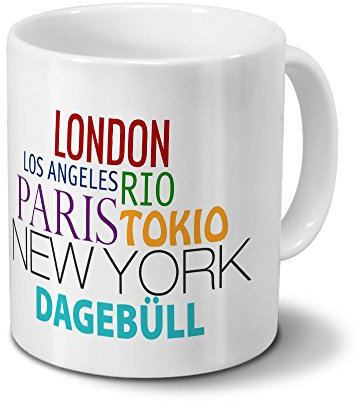 digital print Städtetasse Dagebüll - Design Famous Cities of The World - Stadt-Tasse, Kaffeebecher, City-Mug, Becher, Kaffeetasse - Farbe Weiß