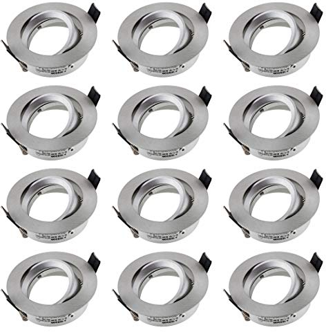 SEBSON Gehäuse für Einbaustrahler mit GU10 Fassung LED Halogen 230V - Schwenkbarer Einbaurahmen, Lochdurchmesser 75mm (min. 73mm, max. 77mm) für Deckenbeleuchtung - 12er Set