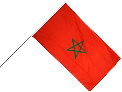 Flaggenfritze Große Stockflagge/Stockfahne Marokko + gratis Sticker