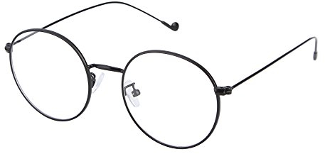 Lukis Brille Nerdbrille Retro Rund Unisex Metallgestell Brillenfassung Dekobrillen 140x50mm Schwarz