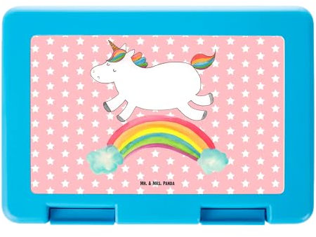 Mr. & Mrs. Panda Brotdose Einhorn Regenbogen - Geschenk, Einhorn Deko, Brotzeitbox, Lunch box, Glitzer, Einhörner, Butterbrotdose, Brotbox, Unicorn,