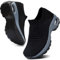HKR Basket Marche Femme Chaussures de Enfiler Orthopédique Mode et Sport Travail Tennis Confortable Chic Femme Ultra LéGèRe Fitness Campus Slip on San Lacet Sneakers Noir Grey 38