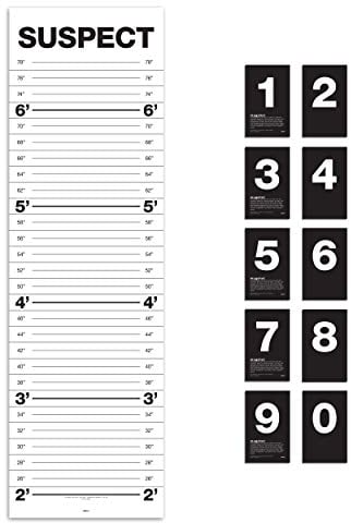 Suck UK Mugshot Height Chart | Wall Growth Chart For Kids & Adults | Party & Photobooth Prop