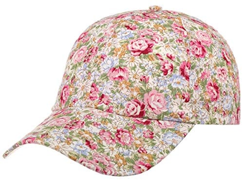 Lipodo Allover Flowers Cap Damen - Damencap aus Baumwolle - Mütze mit Blumenprint - Klettverschluss größenverstellbar (One Size 54-59 cm) - Baseballcap Frühjahr/Sommer rosa One Size