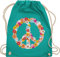 Turnbeutel Rucksack - Sprüche Statement - Peace Flower Power Hippie Peace Zeichen I Friedenszeichen I 90er I 70er - Unisize - Türkis - festival turnsack mit aufschrift 90s beutel sportbeutel retro