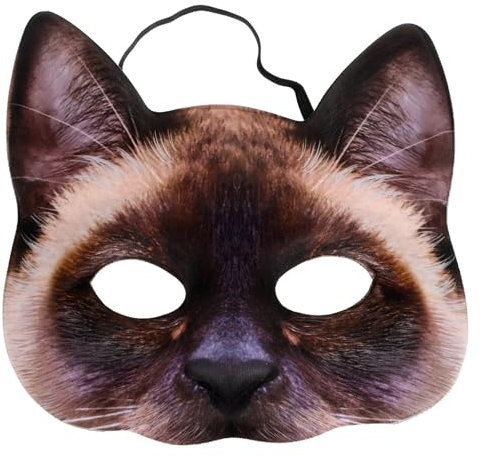 Amosfun Masque De Chat Pour Halloween Animaux Cosplay Masque Siamois Chat Pour Halloween FêTe Cosplay Accessoires Maison HantéE DéCor
