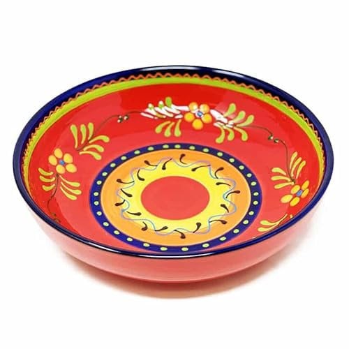 Verano Spanish Ceramics Classic Spanish Hand Painted Decorative Floral Pattern Serving Display Large Fruit Food Salad Bowl - 30cm Daisy Chains