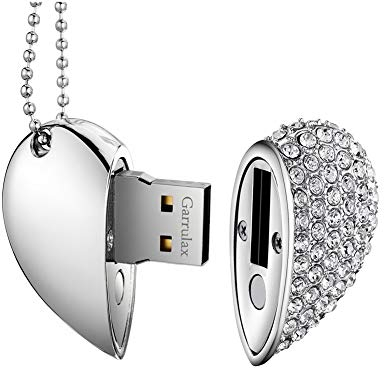 Garrulax USB Stick, Premium USB 2.0, Diamant Herzform 8GB / 16GB / 32GB / 64GB USB-Flash-Laufwerk Wasserdicht Memory Stick Speicherstick High Speed Übertragung