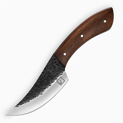 USQUARE UE-003, 20,32 CM Coltello da caccia fatto a mano con lama fissa e fodero, coltello bushcraft in acciaio 1095, legno di noce con manico in ottone, sviluppato per la caccia e il campeggio