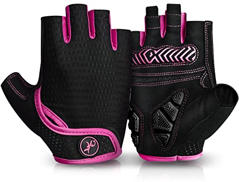 MOREOK Fahrradhandschuhe für Herren Damen Sommer Radsporthandschuhe Halbfinger 5MM SBR Gel rutschfeste/stoßdämpfende Handschuhe für Mountainbike, Rennrad & Downhill-P-M