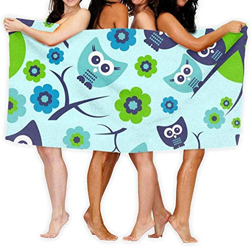 Strandtücher,Nette Lustige Eulen Tragbar Sand Proof Ultra Leicht Und Schnelltrocknend Ideal Als Strandtuch,Reisetuch,Saunatuch,Badetuch,Picknick 130×80cm