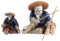 BESTonZON 2Pcs Mini Fischer Figuren Keramik Chinesischen Sitzen Angeln Garten Statue Ornament f¨¹r Aquarium Micro Landschaft Bonsai Fee Garten Dekorationen