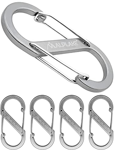 ALPLAKE 4er Set Material-Karabiner, Doppel-Karabiner, S-Form, 88x40mm, Silber