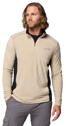 Columbia Klamath Range II - Sudadera con Media Cremallera para Hombre, Color fósil Antiguo/Negro, Talla M, Fósil/Negro Antiguo, Medium